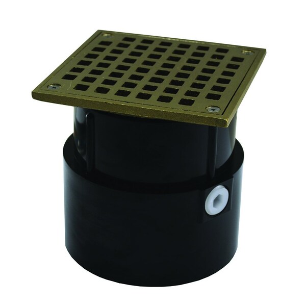 Jones Stephens 4in. ABS Over Pipe Fit Drain Base with 3-1/2in. Metal Spud and 5in. Nickel Bronze Strainer D53097 - main